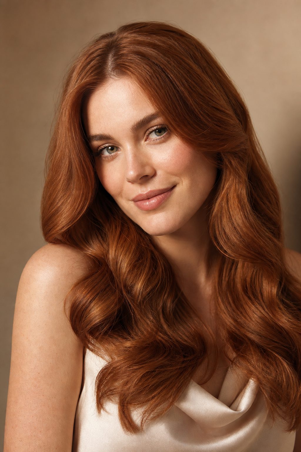 Copper hair color rendered photoreal with AI — a Garnier virtual try-on alternative